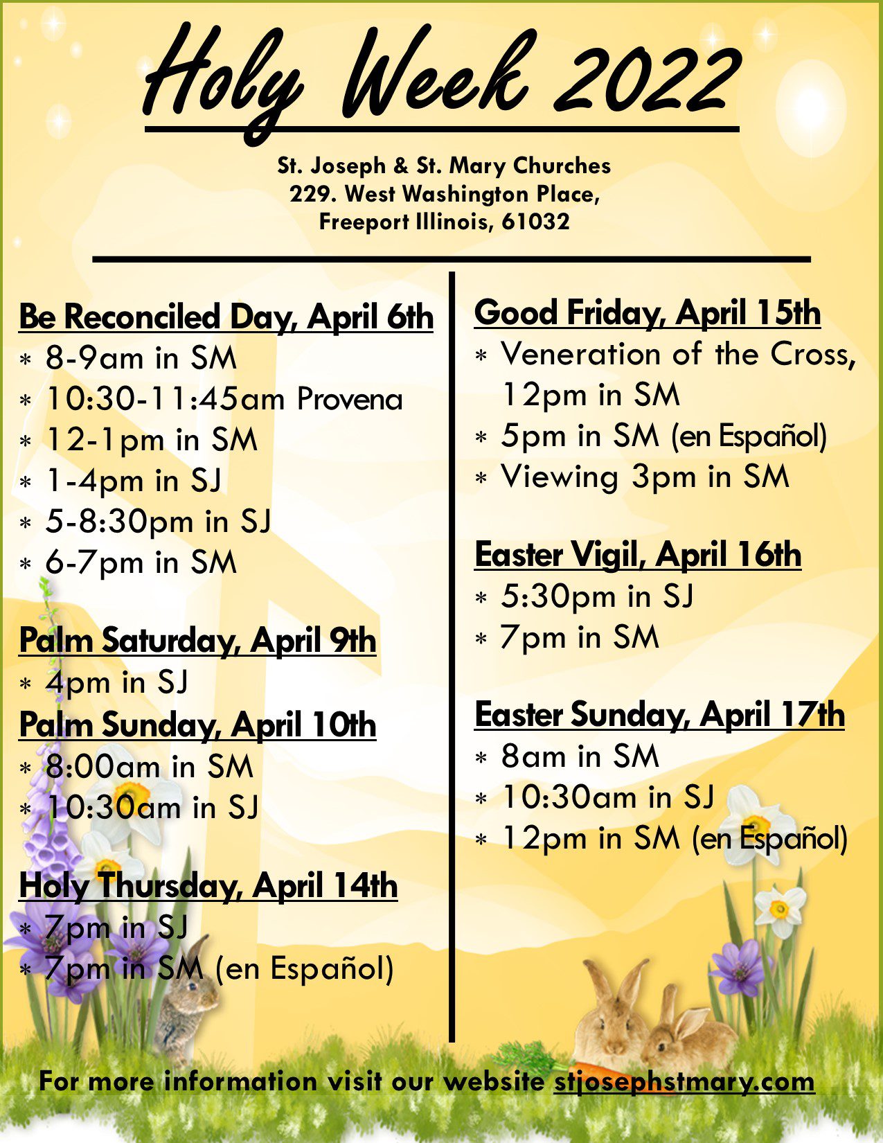 Holy Week Schedule! – St. Joseph and St. Mary Parishes